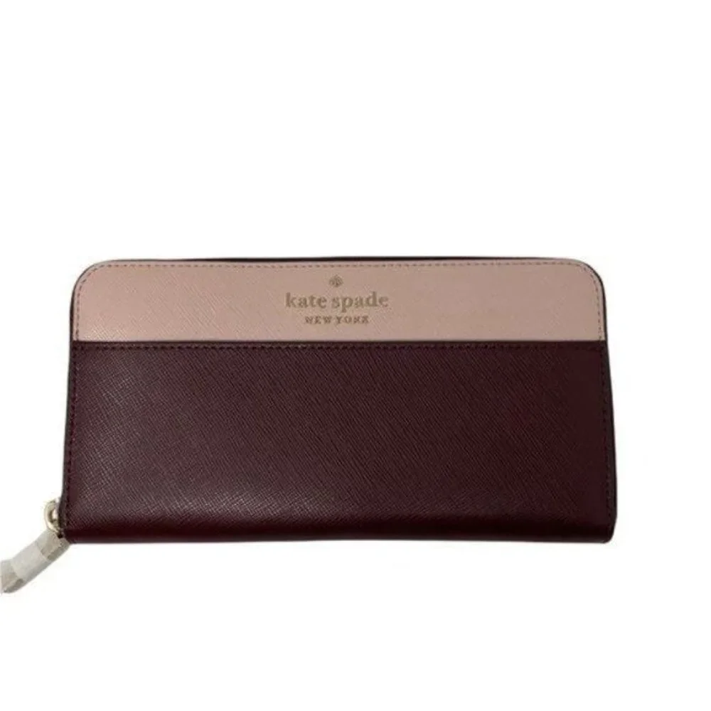 Kate Spade Staci Colorblock Large Wallet Rose Smoke Multi NWT
